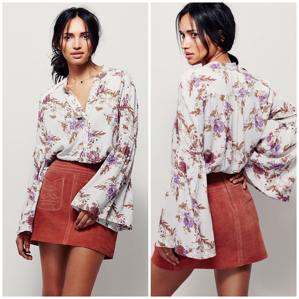Free People Easy Girl Tunic Top Bell Sleeve XS